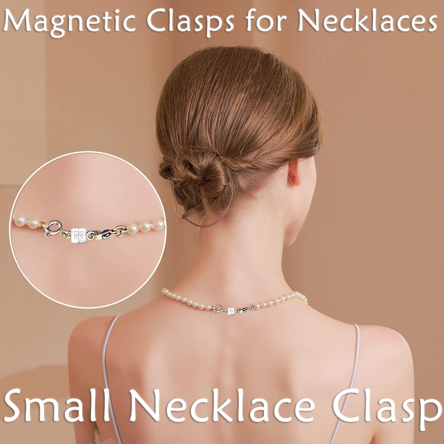 Detalle 2 de Qulltk 1 Magnetic Necklace Clasps, 925 Sterling Silver, 4-Piece Set