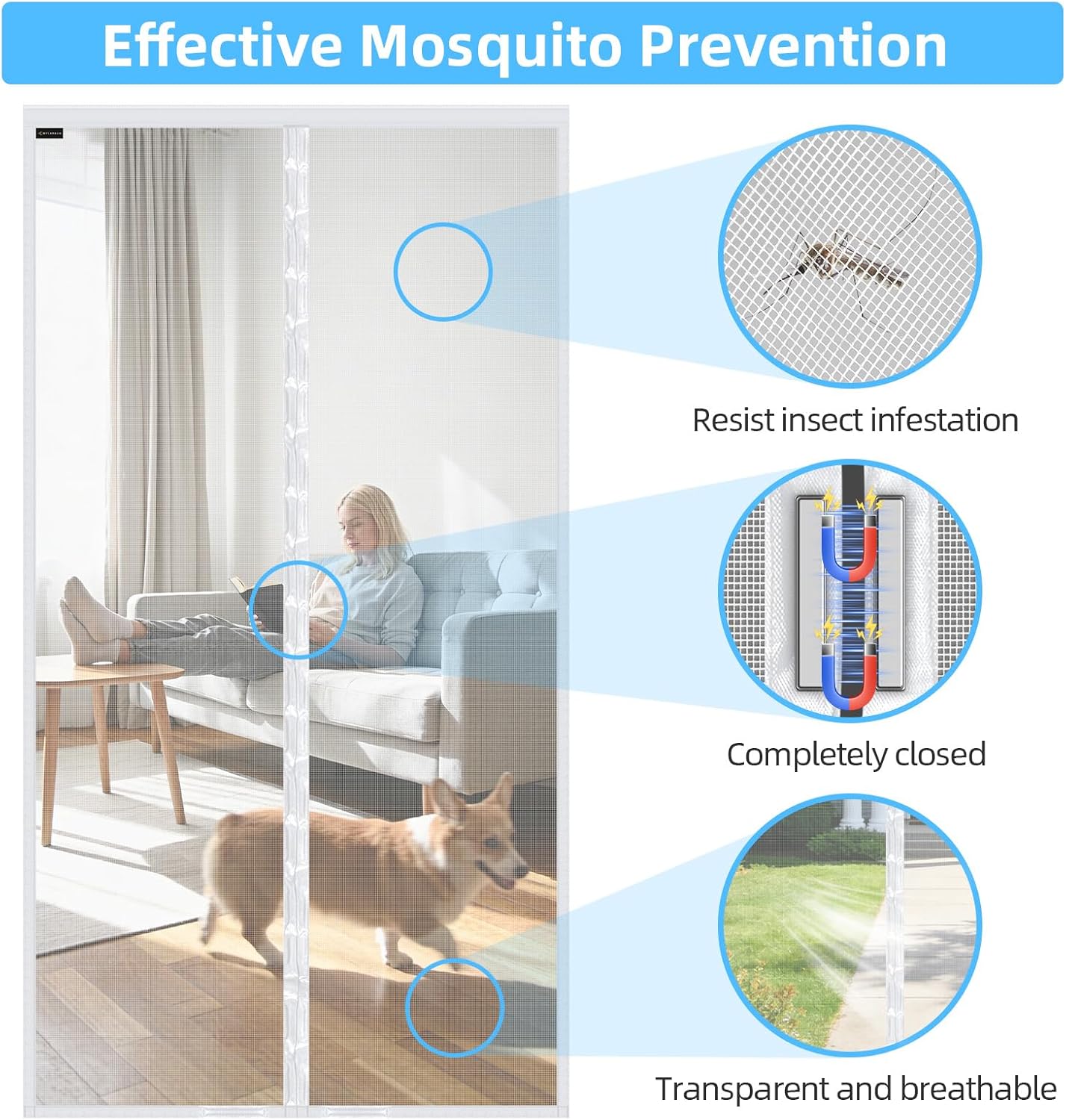Thumbnail 2 de MYCARBON zanzariera magnetica per porta finestra 75x210 cm bianco