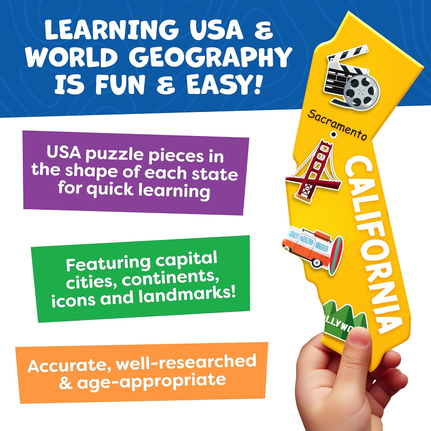 Detalle 1 de 145pc Geography Puzzles for Kids Ages 4-8
