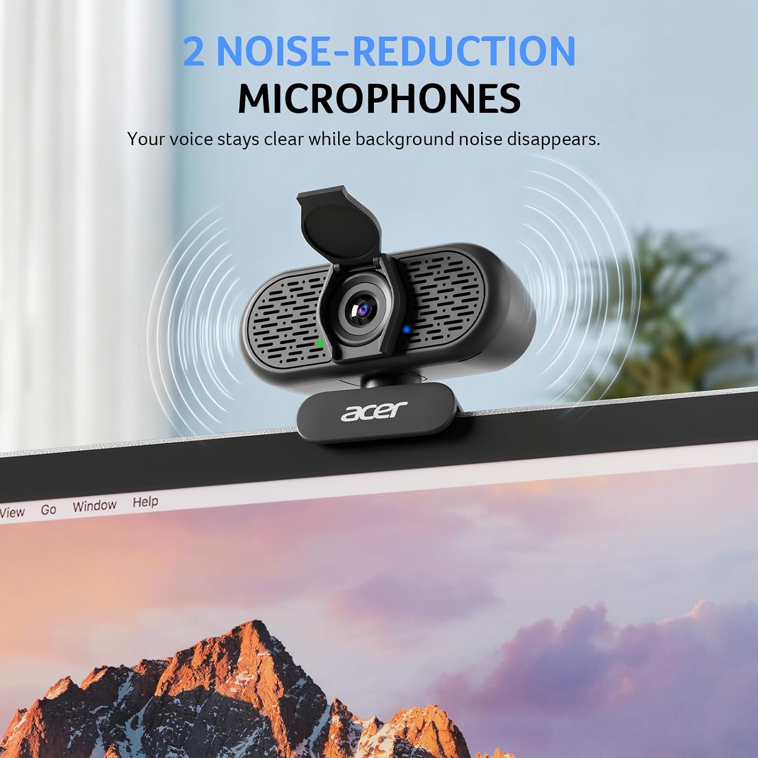 Detalle de Acer 1080p USB Plug-and-Play Webcam with Noise-Canceling Mics and Privacy Cover