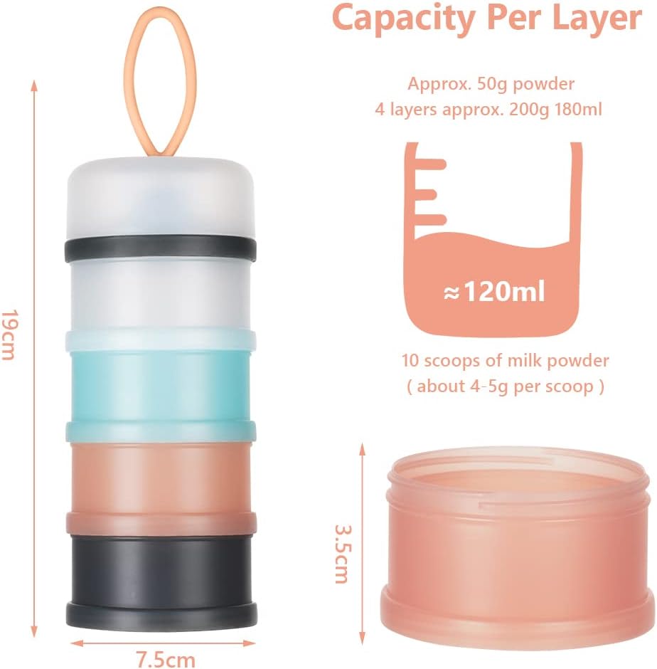 Detalle 2 de Vicloon dosatore per latte in polvere impilabile con 4 scomparti (2 pezzi) per viaggi e snack