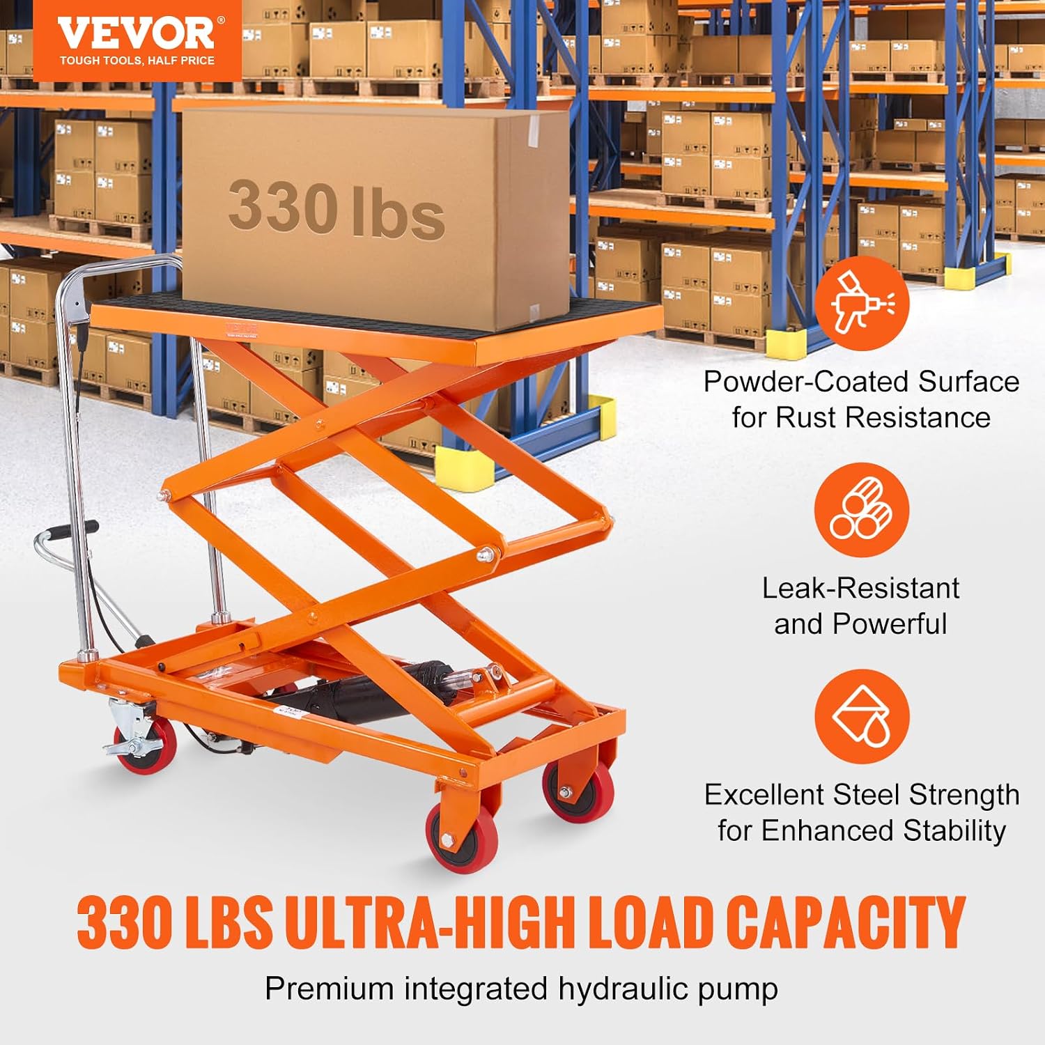 Detalle 2 de VEVOR Hydraulic Lift Table Cart, 50-Inch