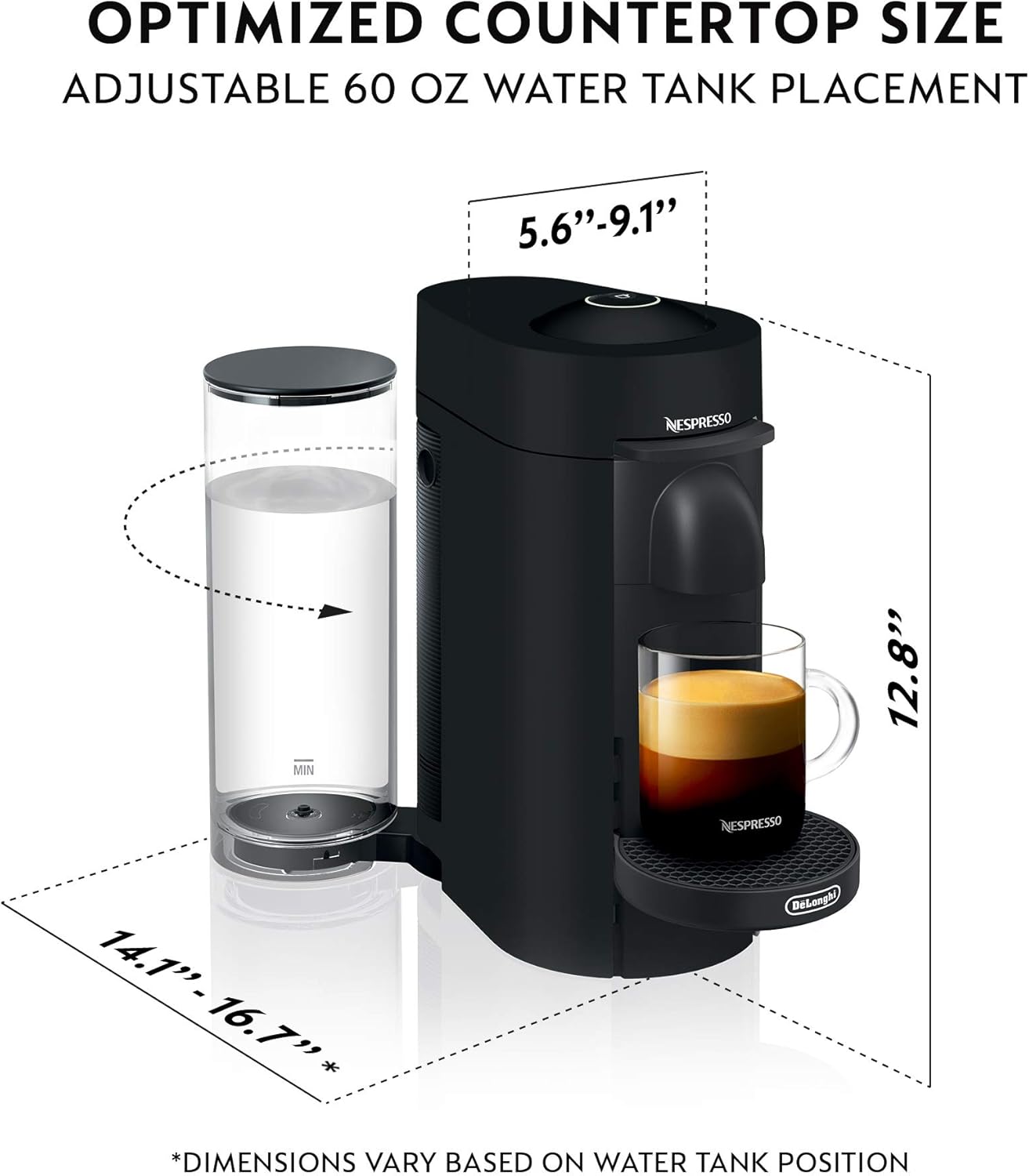 Thumbnail 2 de Nespresso Vertuo Plus Deluxe Coffee & Espresso Maker (with Aeroccino Milk Frother) by De’Longhi, Matte Black