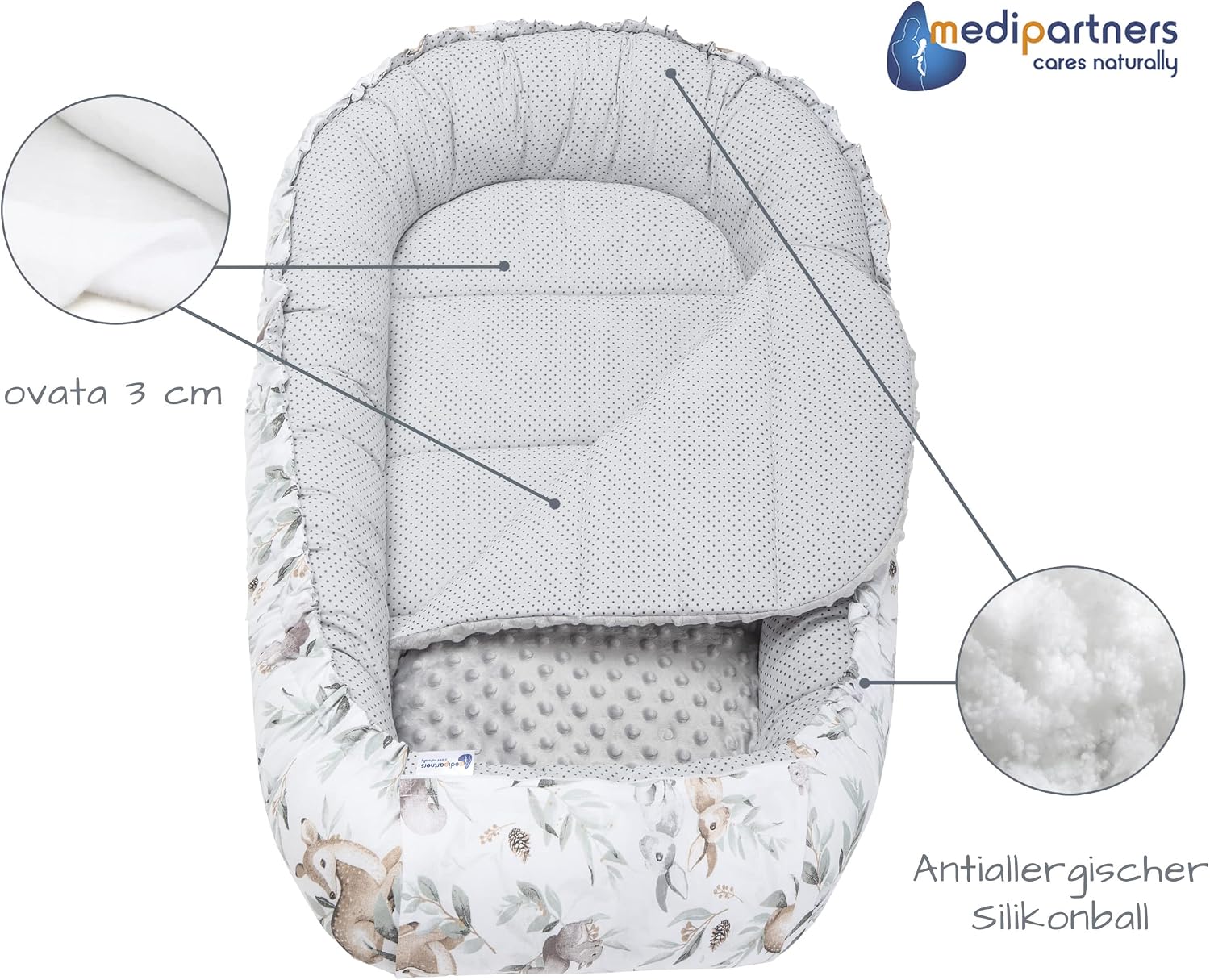 Thumbnail 6 de Medi Partners Babynest Nestchen 100% Baumwolle 5-teilig