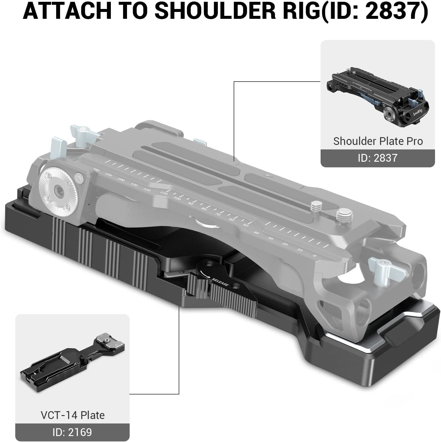 Thumbnail 2 de SmallRig Plate de Trépied à Dégagement Rapide pour Sony VCT-14 Standard — Adaptateur V-Wedge compatible avec la plaque d'épaulement SmallRig 2837-2169