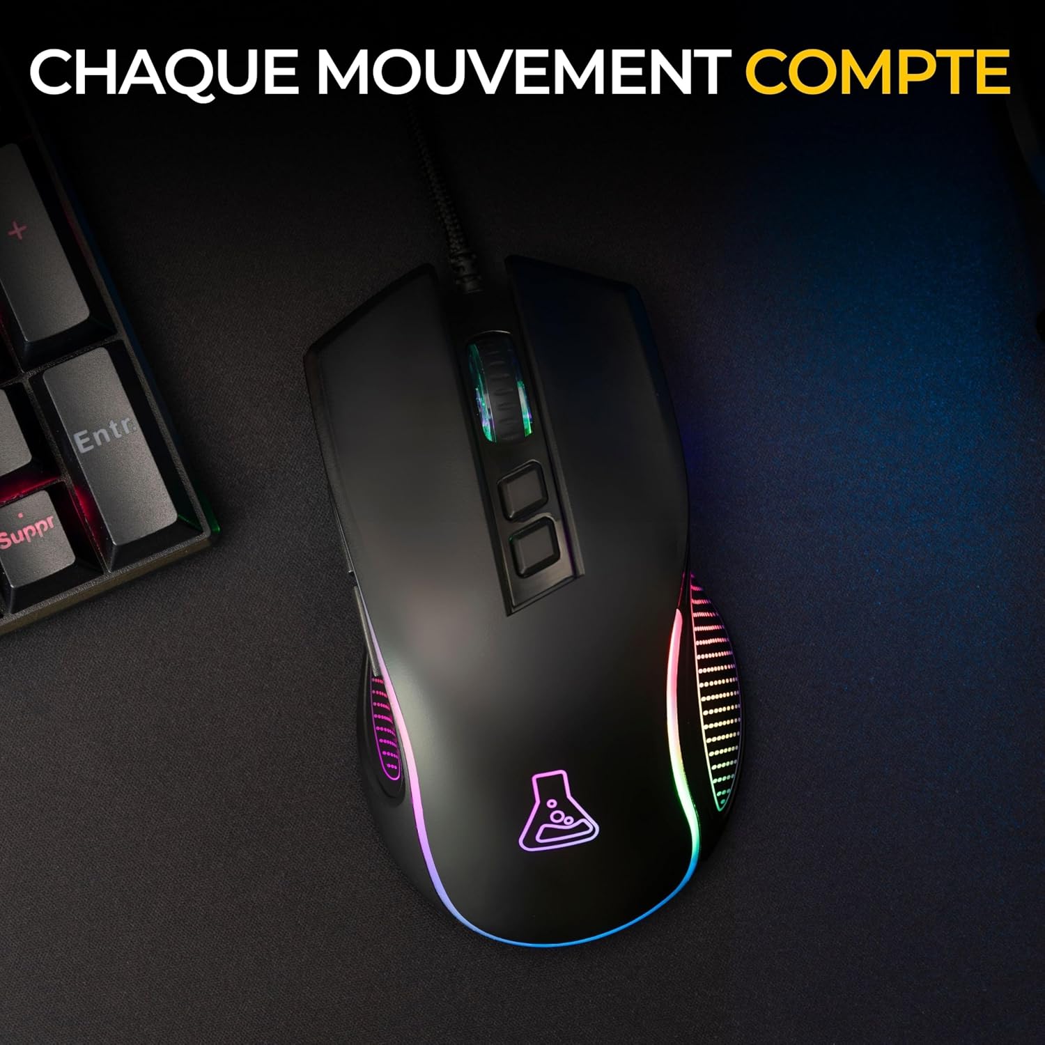 Thumbnail 6 de The G-Lab Kult Thorium – Souris gamer filaire USB 12 800 DPI, 1000 Hz, 7 boutons et RGB