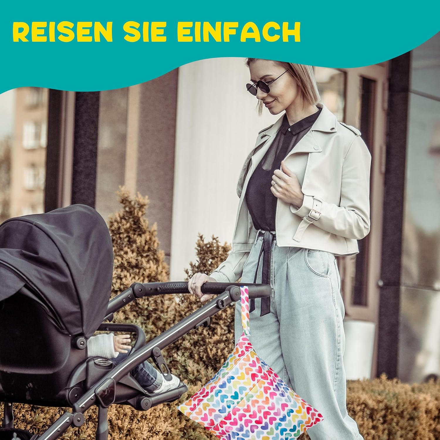 Thumbnail 1 de Loscarol Wetbag Kindergarten (2er Set, groß + klein) mit Druckknopfgriff – Nassbeutel für Windeln & mehr