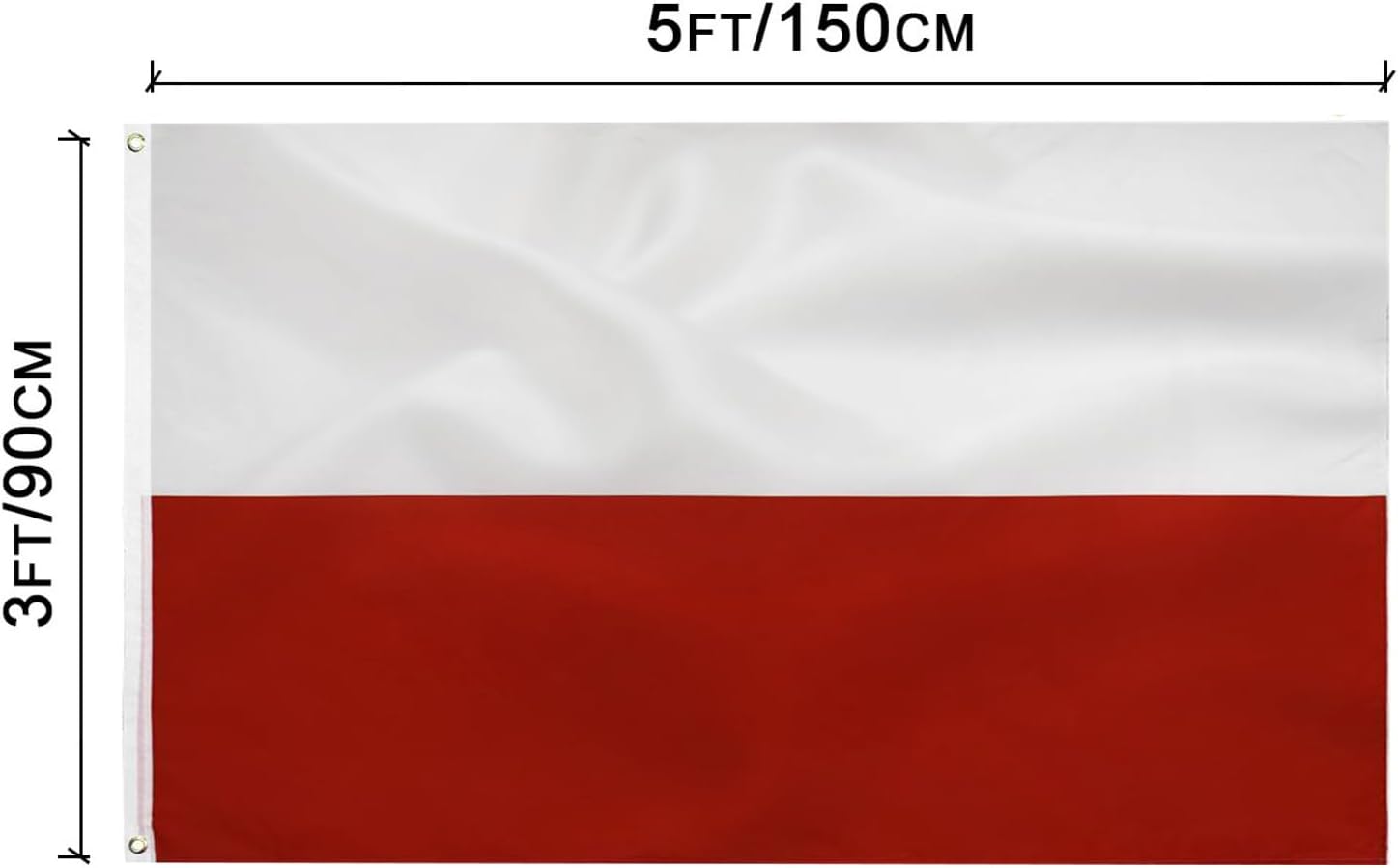Detalle de TCTOHZNG tc001 flaga Polski 90 × 150 cm z poliestru, podwójnym szyciem i oczkami