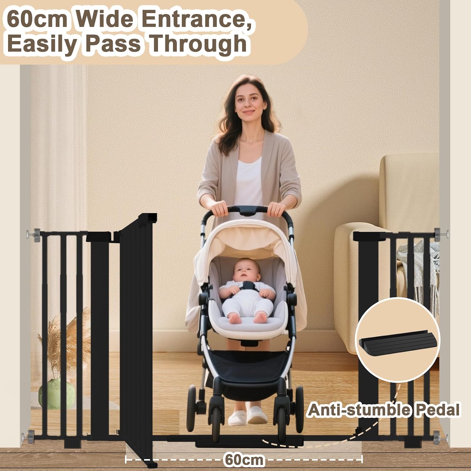 Detalle 2 de Amibud pressure-mounted baby gate, 76–160 cm
