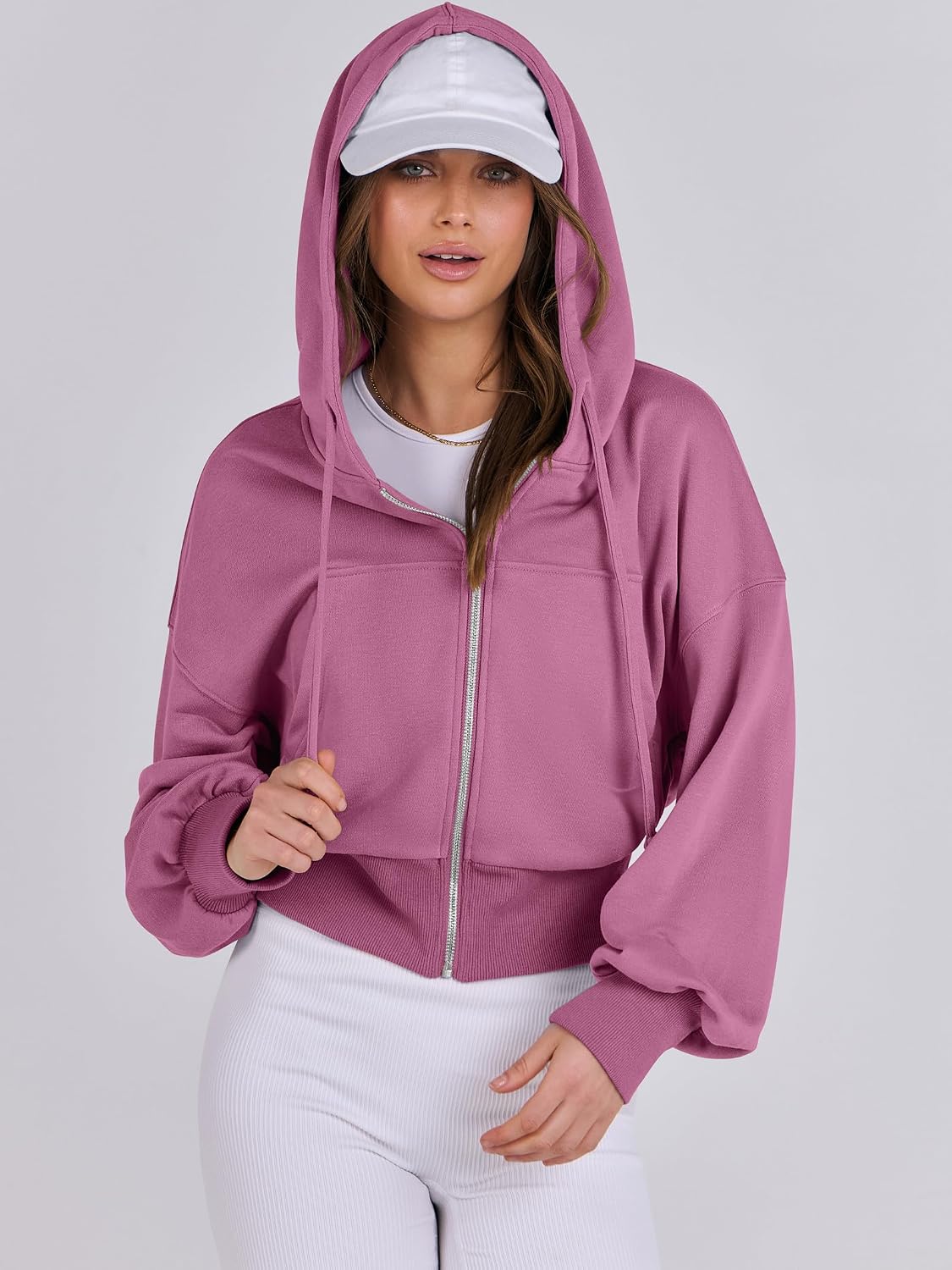 Detalle 2 de ANRABESS Women's Zip-Up Hoodie, Rayon-Polyester