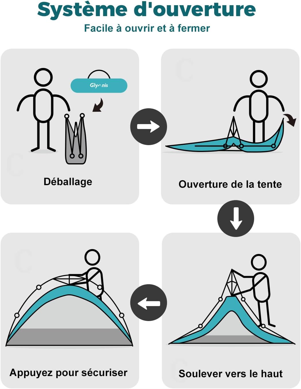 Thumbnail 6 de Glymnis Large Pop Up Beach Tent (for 4-6), Instant Automatic UV Sun Shelter
