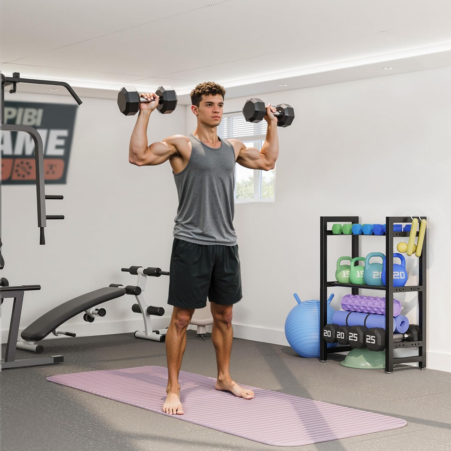Detalle de Josmimic dumbbell rack 3 tier 100 kg