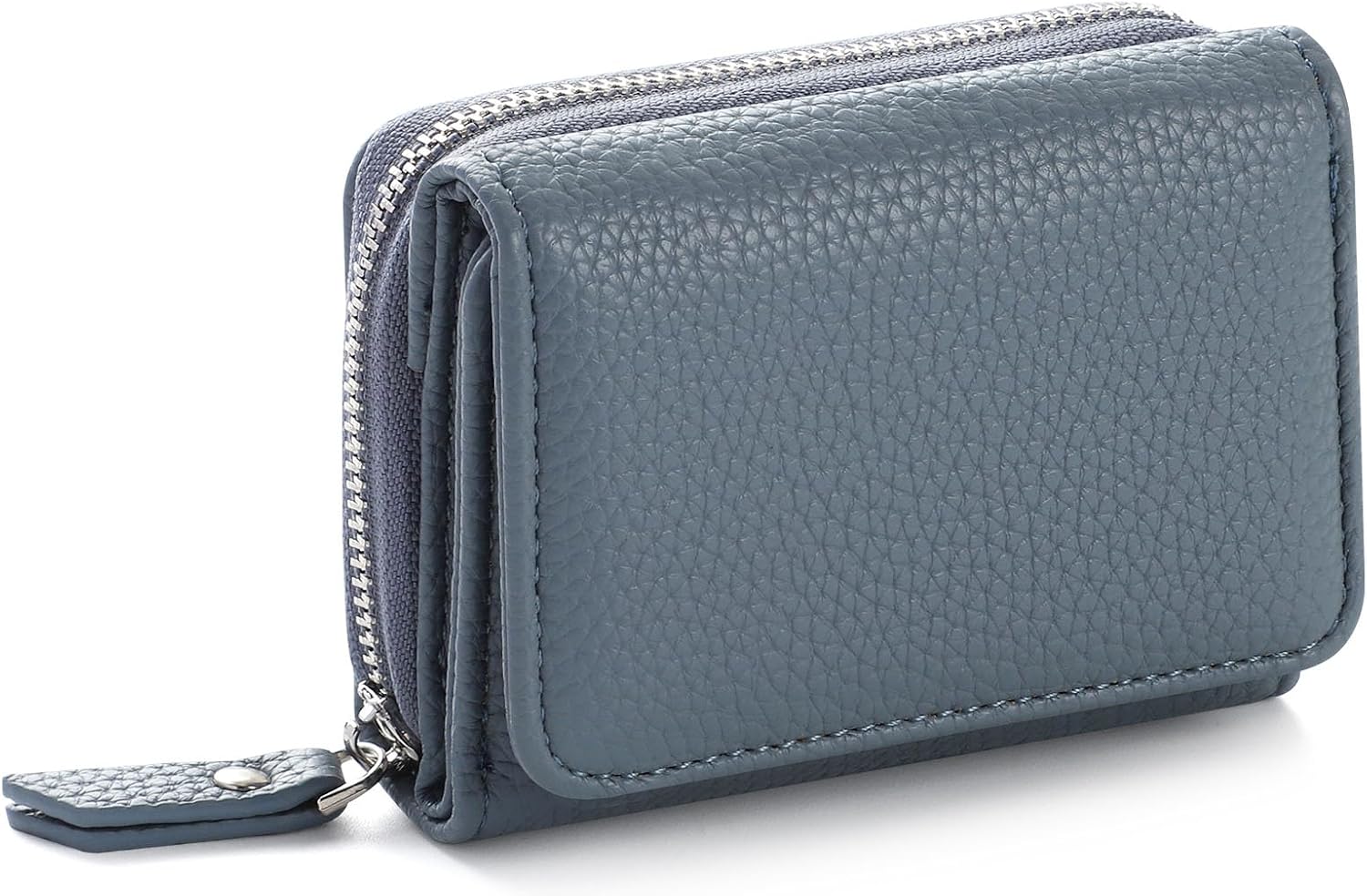 Detalle de Damen-Geldbörse klein mit Reißverschluss und Münzfach – Geldbörse Damen Klein Leder, Denim Blau (Kartenfächer & Scheinfächer)
