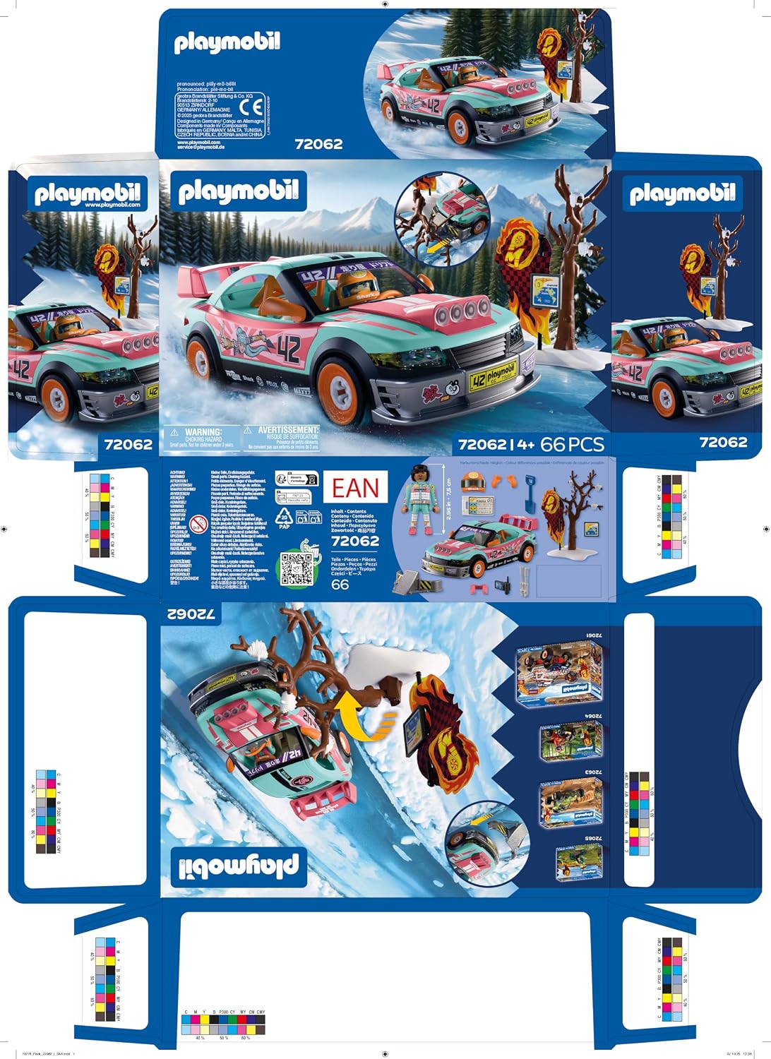 Thumbnail 6 de PLAYMOBIL Cars Offroad Tuningcar 72062 – Tuning-Auto mit Rammbock, Schnee-Kulisse und Werkzeugkasten