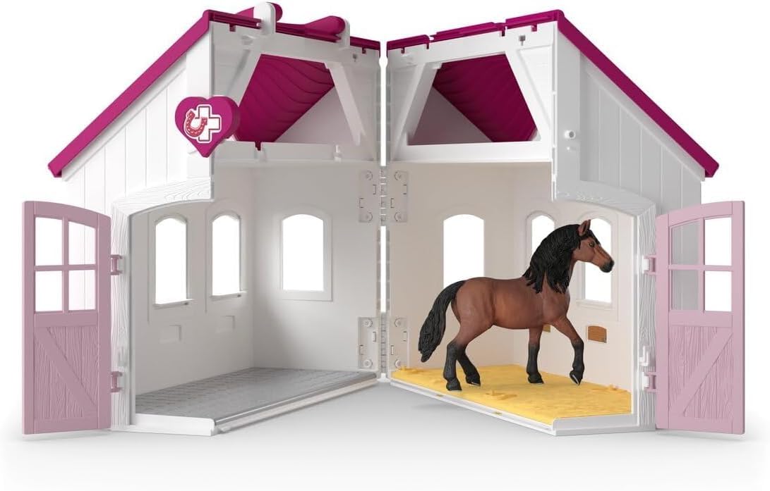 Detalle 2 de SCHLEICH Horse Club Pferdeklinik Heilende Hufe – 64-teiliges, transportables Set