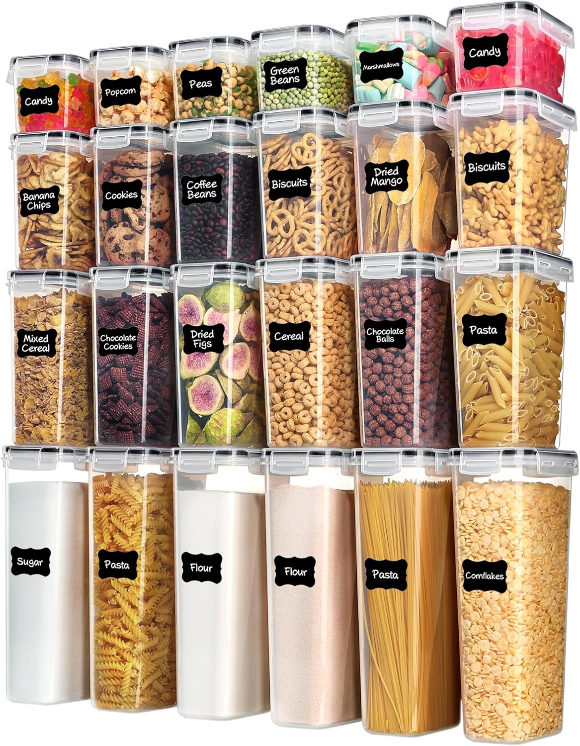Detalle de Vtopmart 24-Piece Airtight Food Storage Containers, 4 Sizes, Black