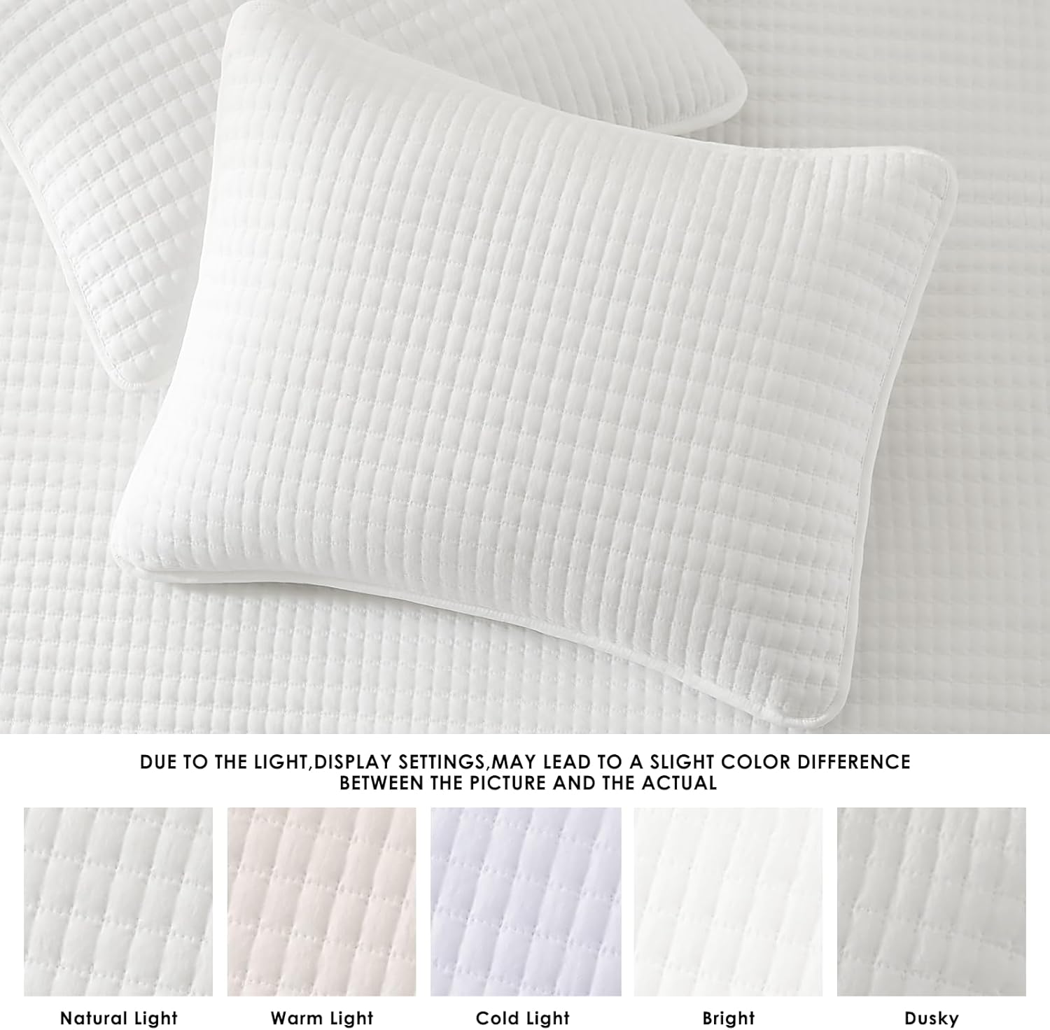 Thumbnail 4 de WRENSONGE White Quilt Set Queen Size - 3 Pieces Lightweight Coverlet, Soft & Breathable All-Season Bedding