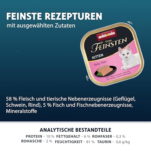 Detalle de Animonda Vom Feinsten Kitten Baby‑Paté – Nassfutter für Kätzchen von der 4. bis zur 16. Woche (32 x 100 g)