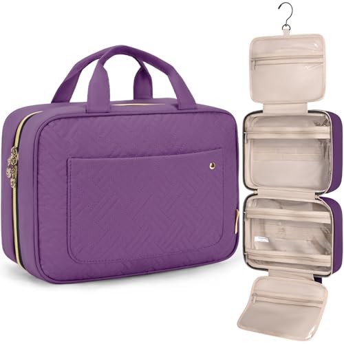 Detalle de BAGSMART Large Hanging Toiletry Bag in Purple: A Practical Travel Cosmetic Case
