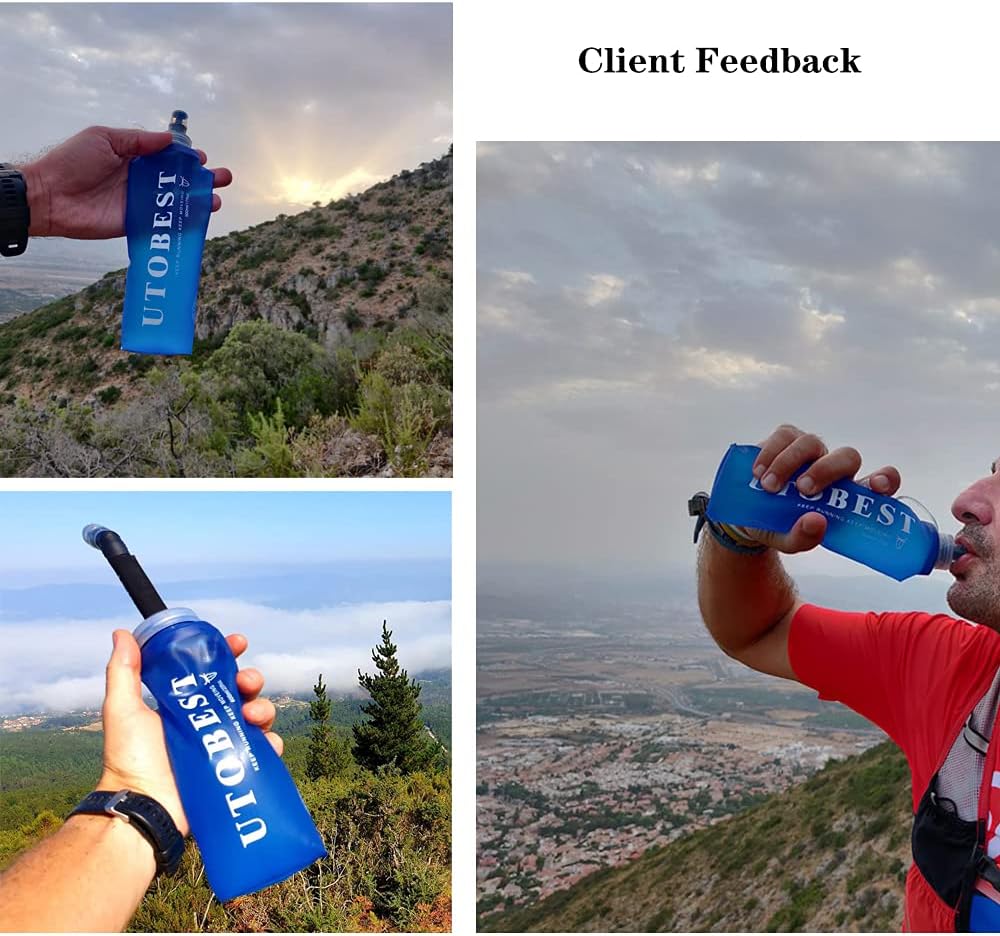 Detalle de UTOBEST Soft Flask 250 ml Collapsible Running Water Bottle (2-pack)
