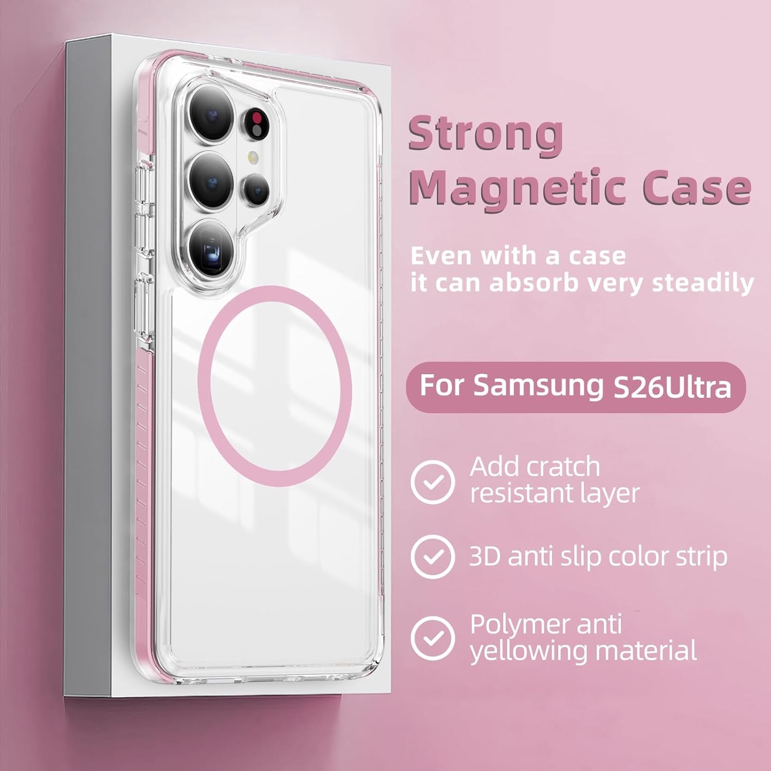 Detalle 2 de DEERLAMN S26 Ultra MagSafe clear case