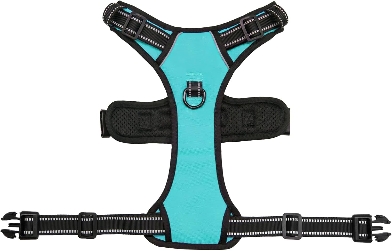 Detalle de PoyPet No Pull Hundegeschirr mit Reflexion, 2 Leinenbefestigungen und einfachem Steuergriff – Mint Blau, Größe M (1er Pack)