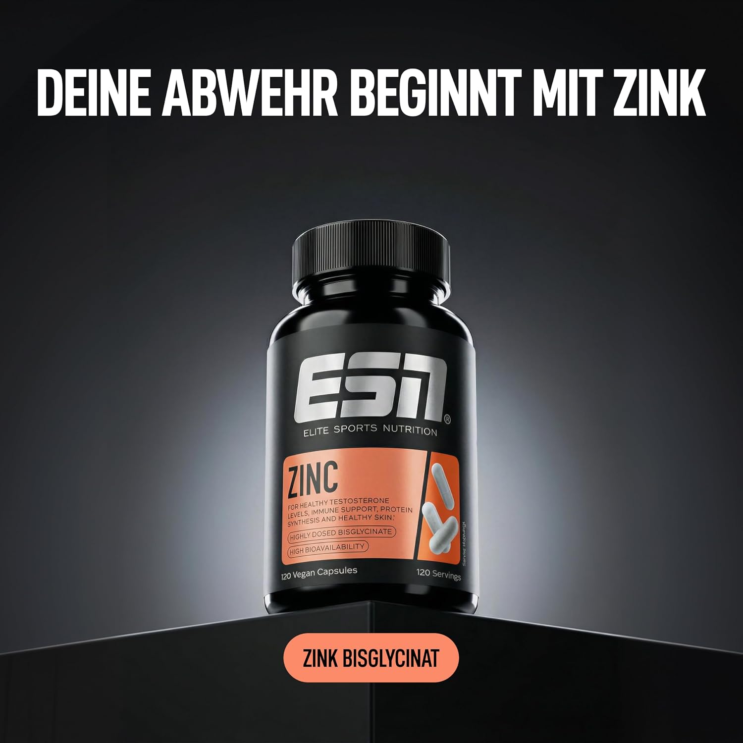 Detalle de ESN Zinc 25 mg Zinkbisglycinat – 120 Kapseln, vegan