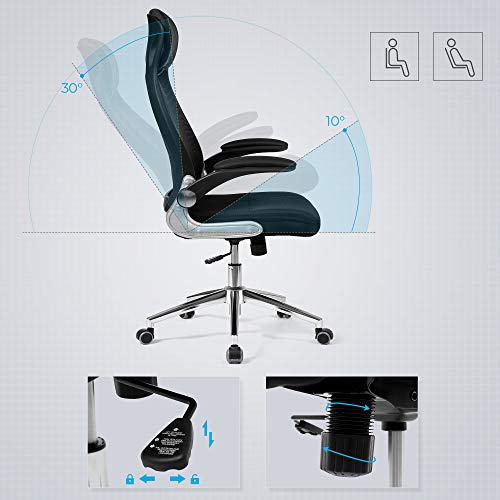 Thumbnail 5 de SONGMICS OBN86BK: Silla giratoria de oficina de malla con reposacabezas y soporte lumbar (altura ajustable, mecanismo sincronizado)
