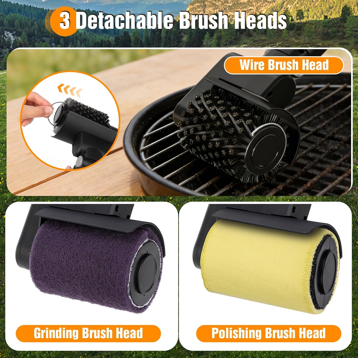 Thumbnail 5 de 2026 Upgraded Electric Grill Brush for Outdoor: Cordless BBQ Cleaner with 3 Replaceable Heads