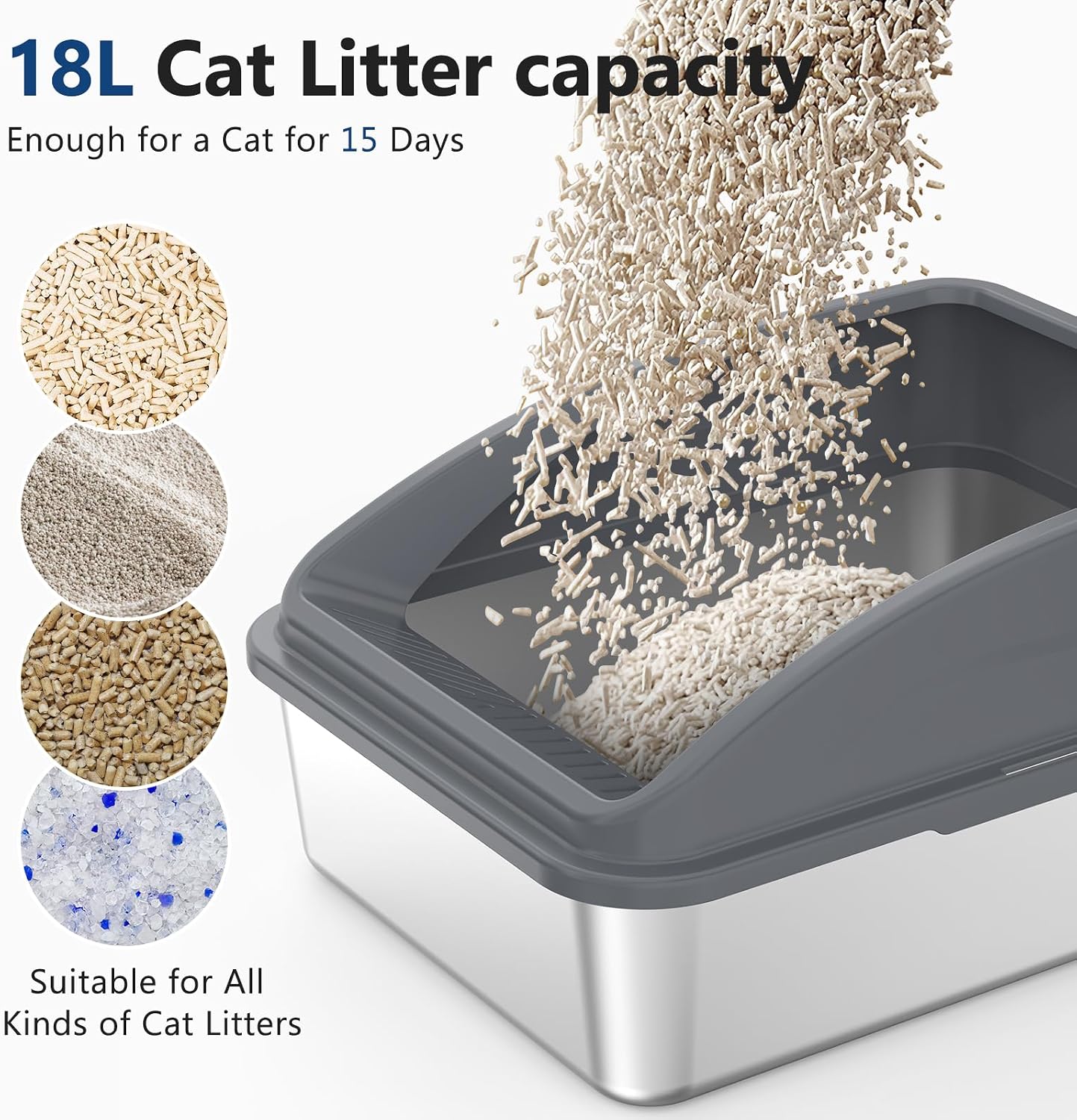 Detalle de FURTIME Stainless Steel cat litter tray 21cm