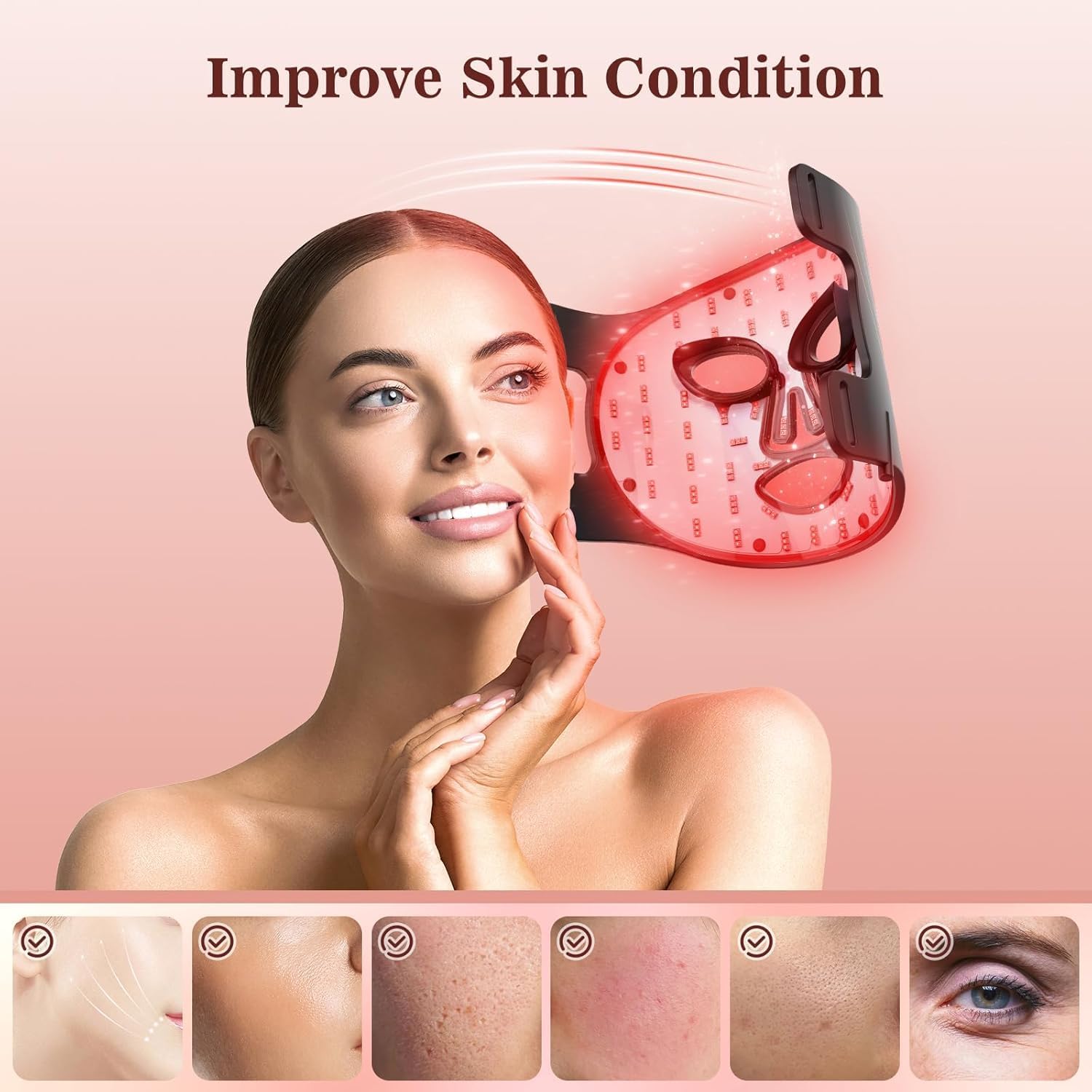 Detalle 2 de INTEO Red Light Face Mask 3 Modes
