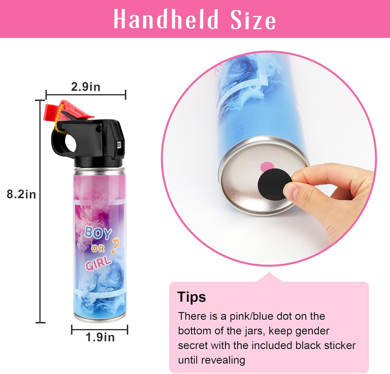 Detalle 2 de RISEMART Gender Reveal Rauchbombe – Rosa, 2 Stück | Biologisch abbaubar