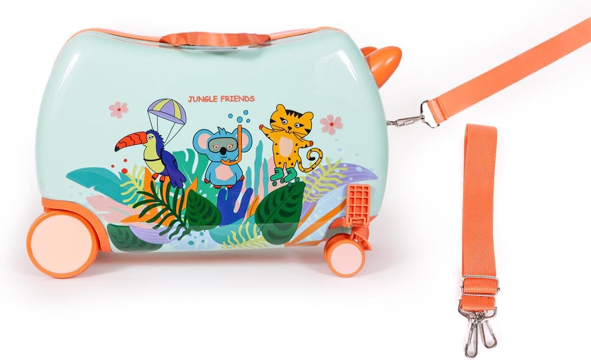 Thumbnail 6 de Milk&Moo befahrbarer Kinderkoffer „Jungle Friends“ (21 L) – Rollkoffer zum Sitzen & Ziehen für 2–6 Jahre