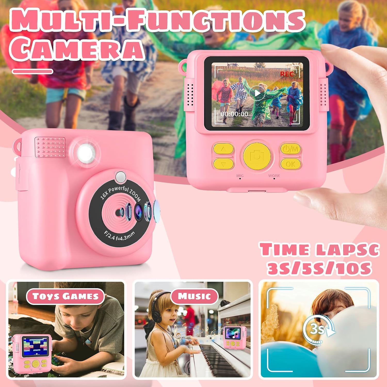 Thumbnail 4 de Kids Instant Print Camera 1080P with 32GB card