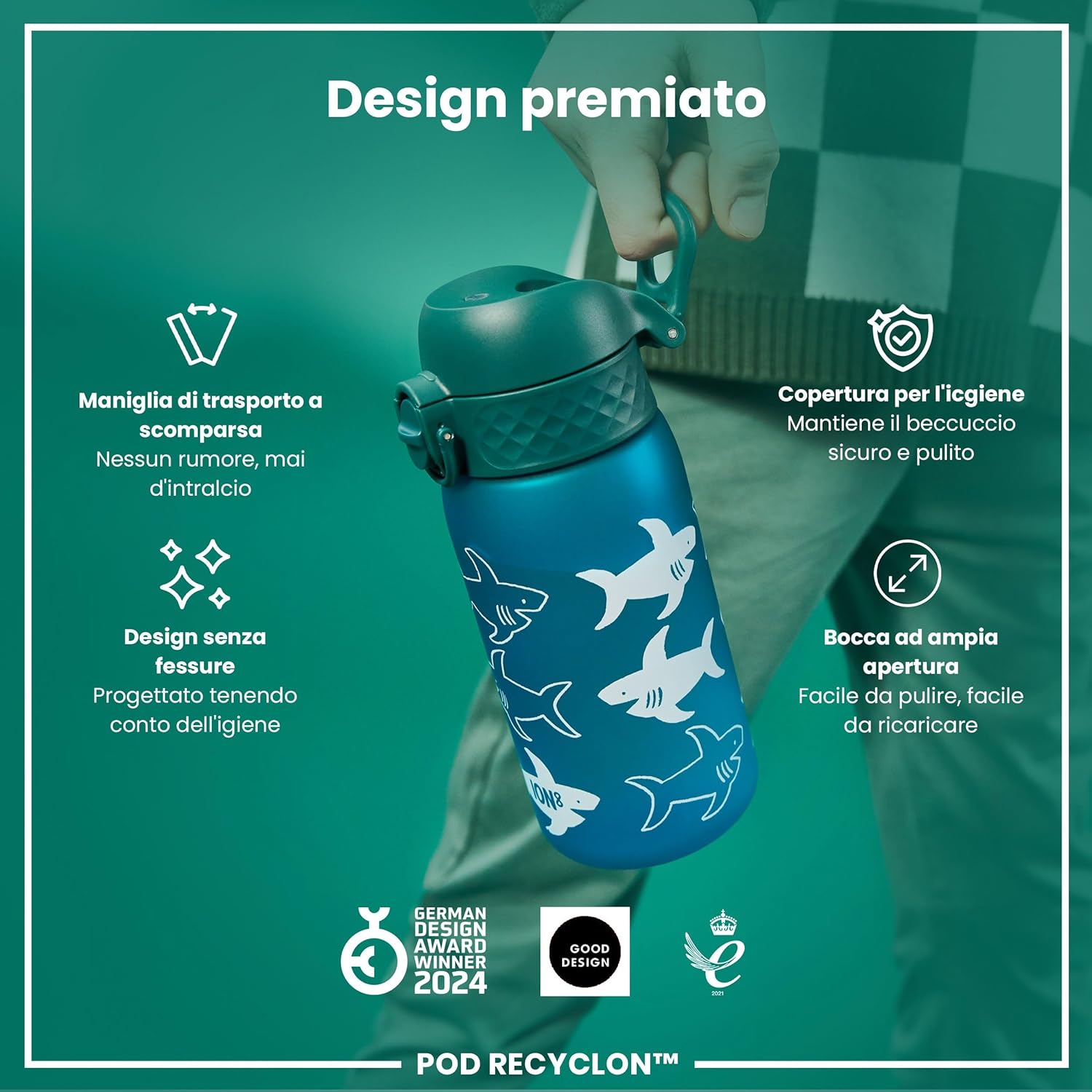Detalle 2 de Ion8 Borraccia per Bambini 350 ml: leggera, antifulmine e priva di BPA, per accompagnare ogni avventura