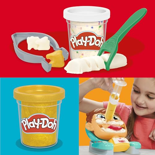 Detalle 2 de Play-Doh Dentista de la diversión con 7 accesorios y 5 botes de plastilina