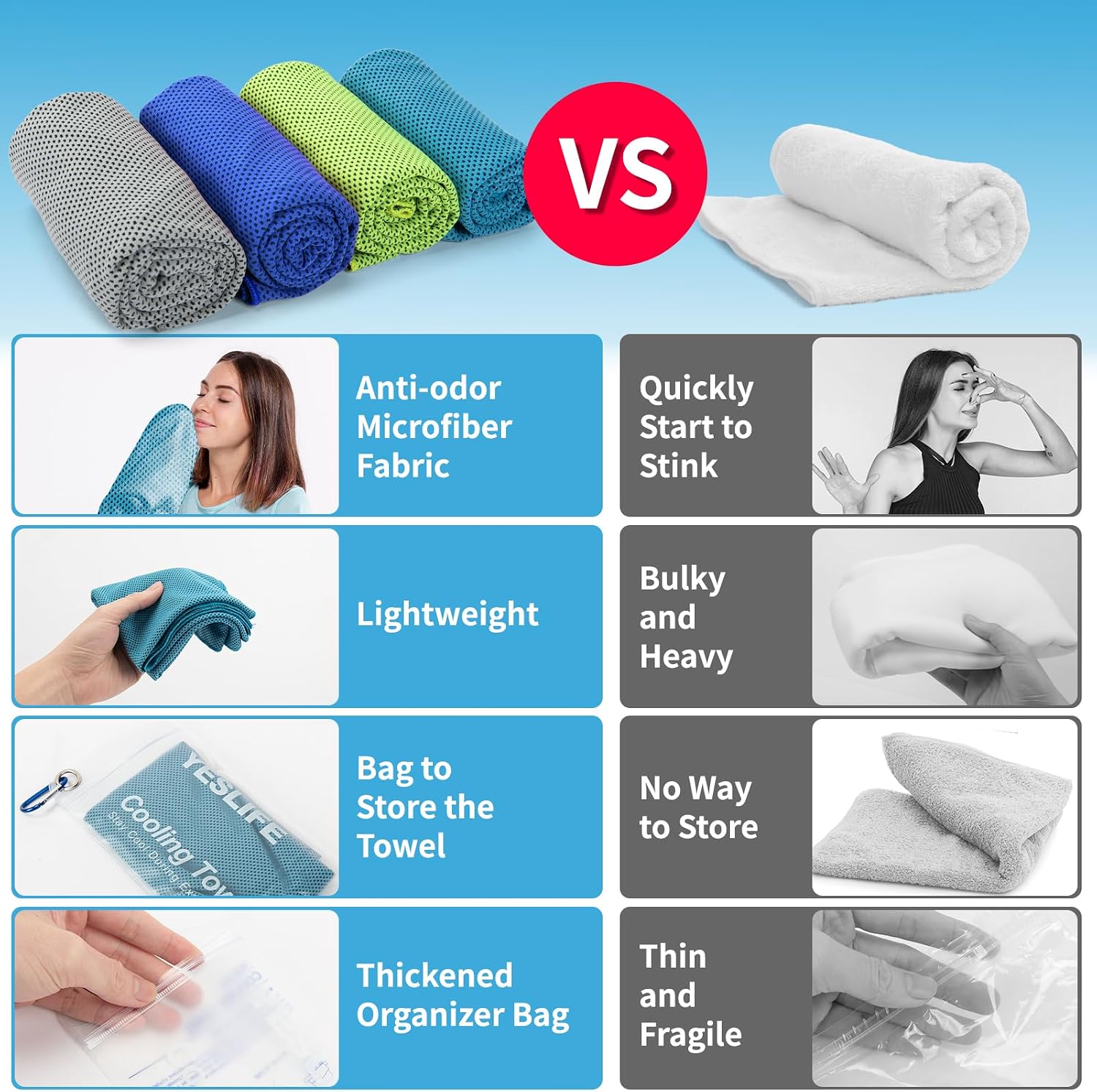 Detalle 2 de YESLIFE Cooling Towels, 40 x 12 Inches