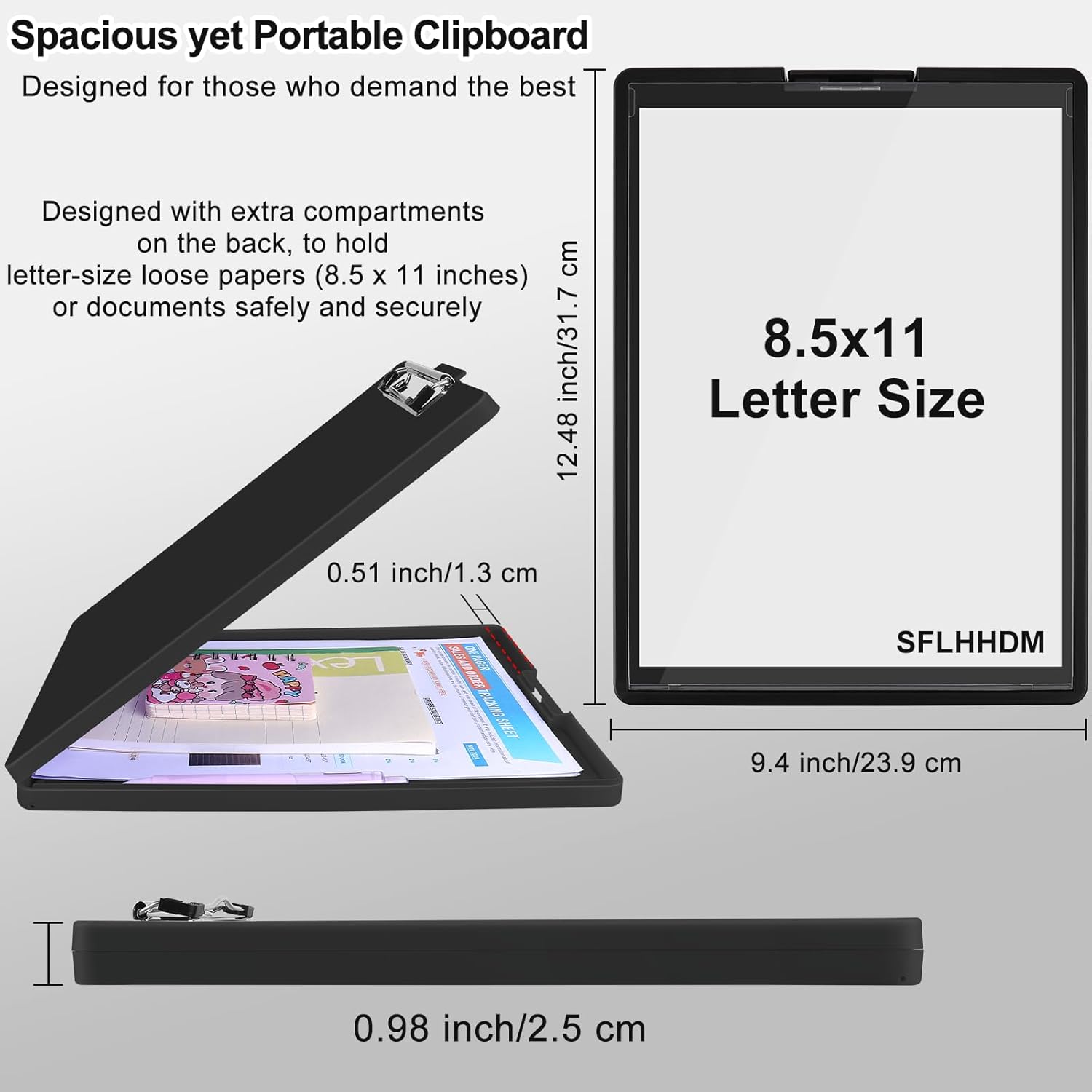Thumbnail 1 de SFLHHDM Clipboard with Storage 8.5x11 Heavy Duty Clipboards 📋