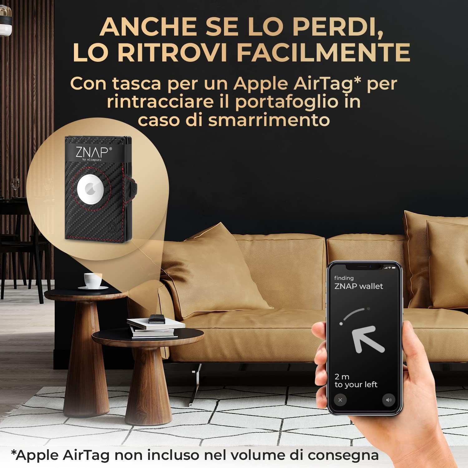 Thumbnail 2 de ZNAP Airtag Wallet in pelle premium