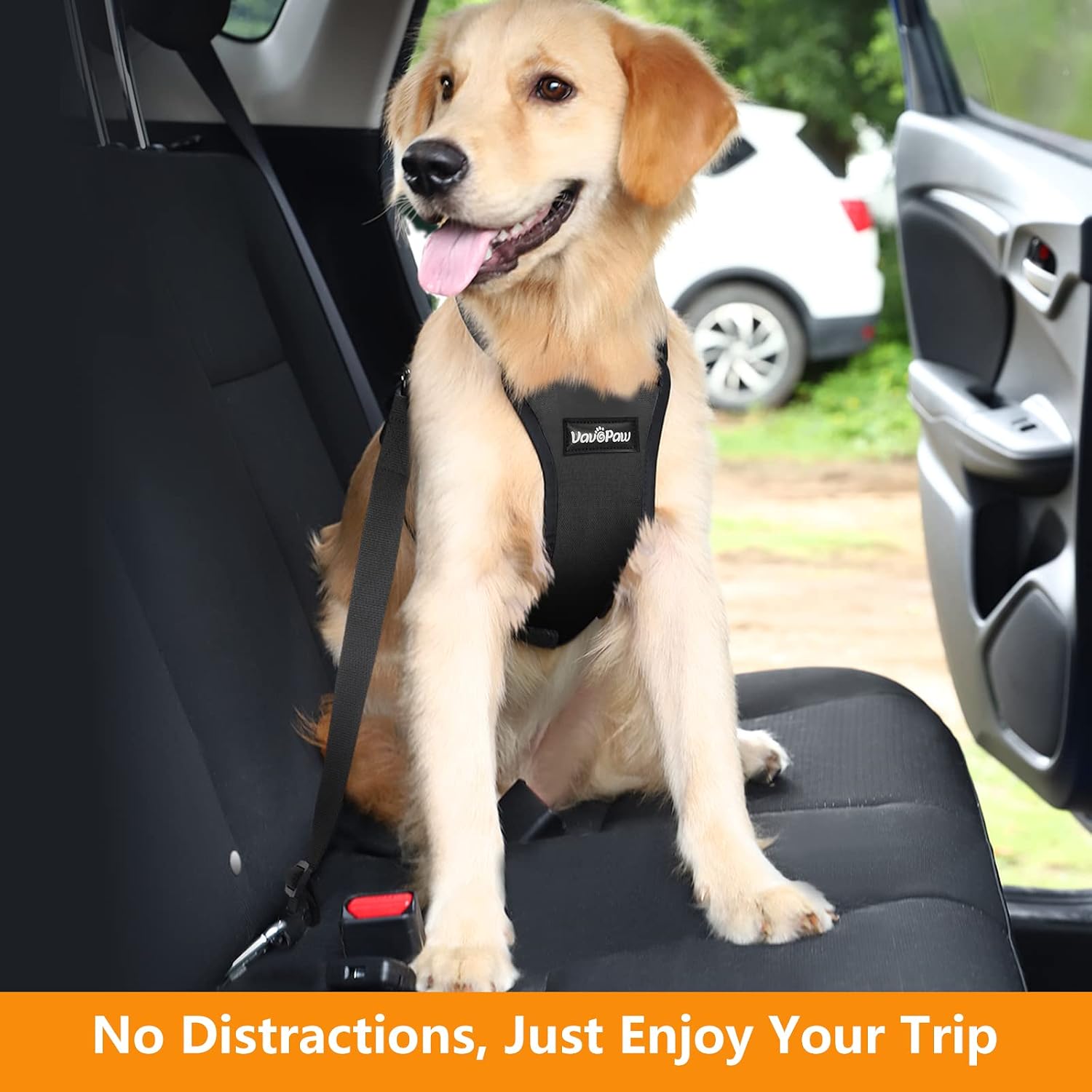 Detalle de VavoPaw XXL Black Dog Seat Belt Vest Harness