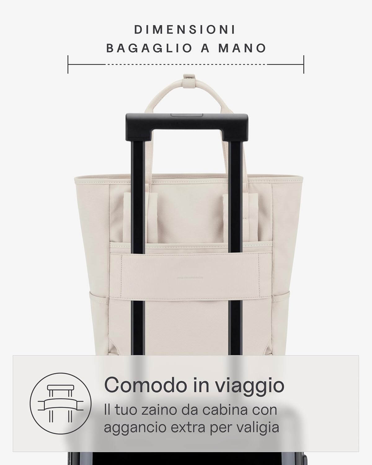 Thumbnail 3 de Kapten & Son Lindby Sandstone 18 l – Zaino 2 in 1 beige con fissaggio al trolley e tasca porta bottiglia