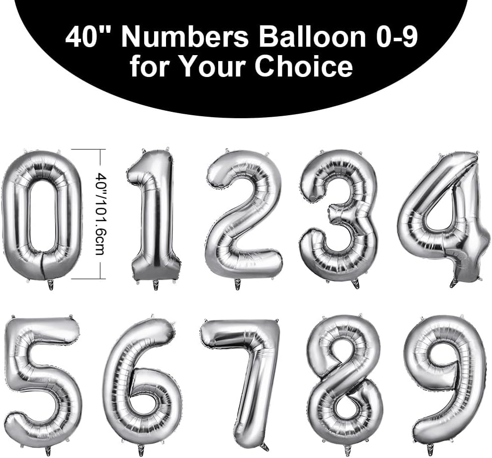 Thumbnail 2 de OFFCUP Geburtstag Zahlen Luftballon Silber 3 – riesiger Folienballon 40" für Feier-Deko
