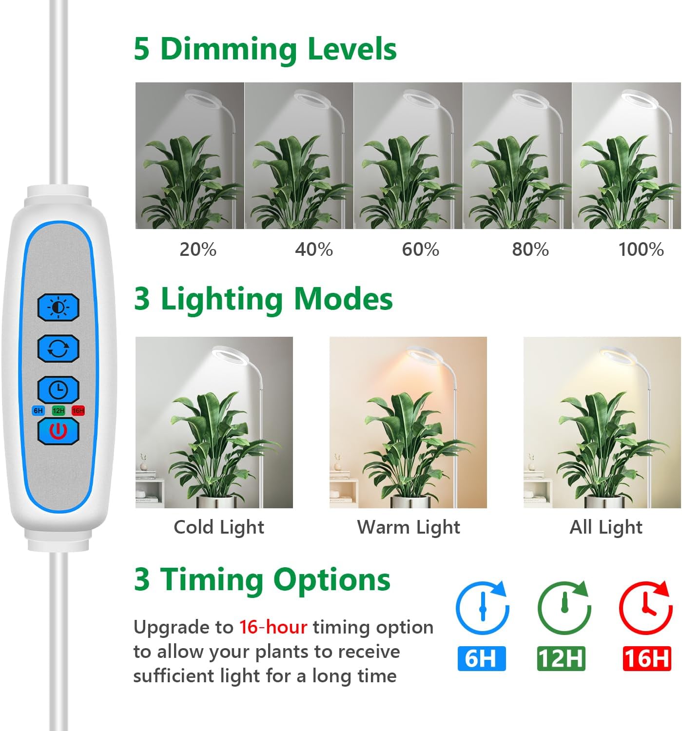 Detalle de Aumtrly grow lights, 68 inch floor LED