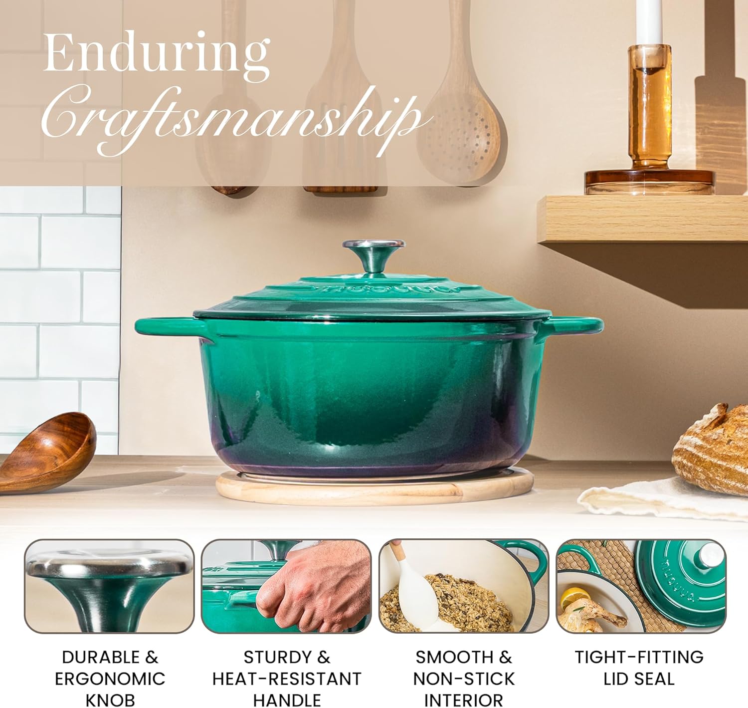 Thumbnail 6 de Dutch oven 3.1 quart, 22cm, dark green