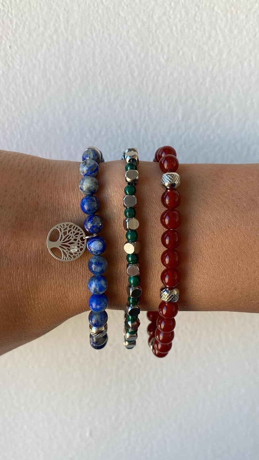 Thumbnail 2 de Bracciali in acciaio inox con pietre naturali – Set da 3, regolabili, Made in Italy