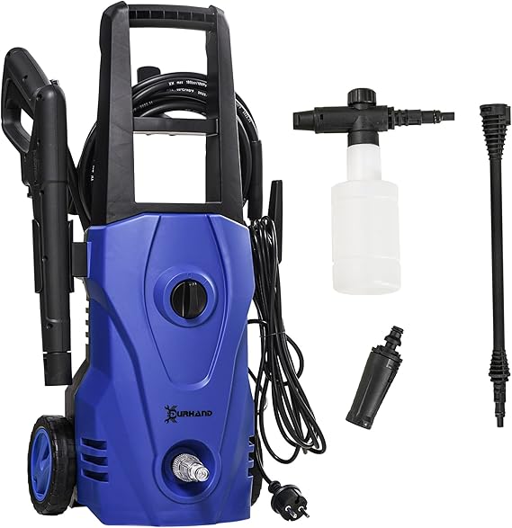Detalle de DURHAND Hidrolimpiadora 1600W 💦 135 Bar, Incluye Cepillo y Jabón