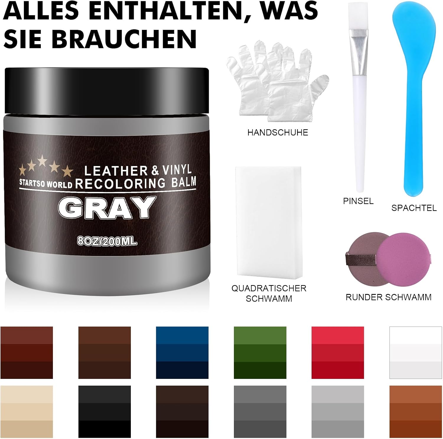 Thumbnail 6 de STARTSO WORLD Leder Repair Kit Grau – Farbanpassung & Pflege für Ledermöbel