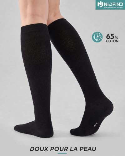 Detalle de Niofind Chaussettes de Compression Homme & Femme – 2 Paires, 65% Coton
