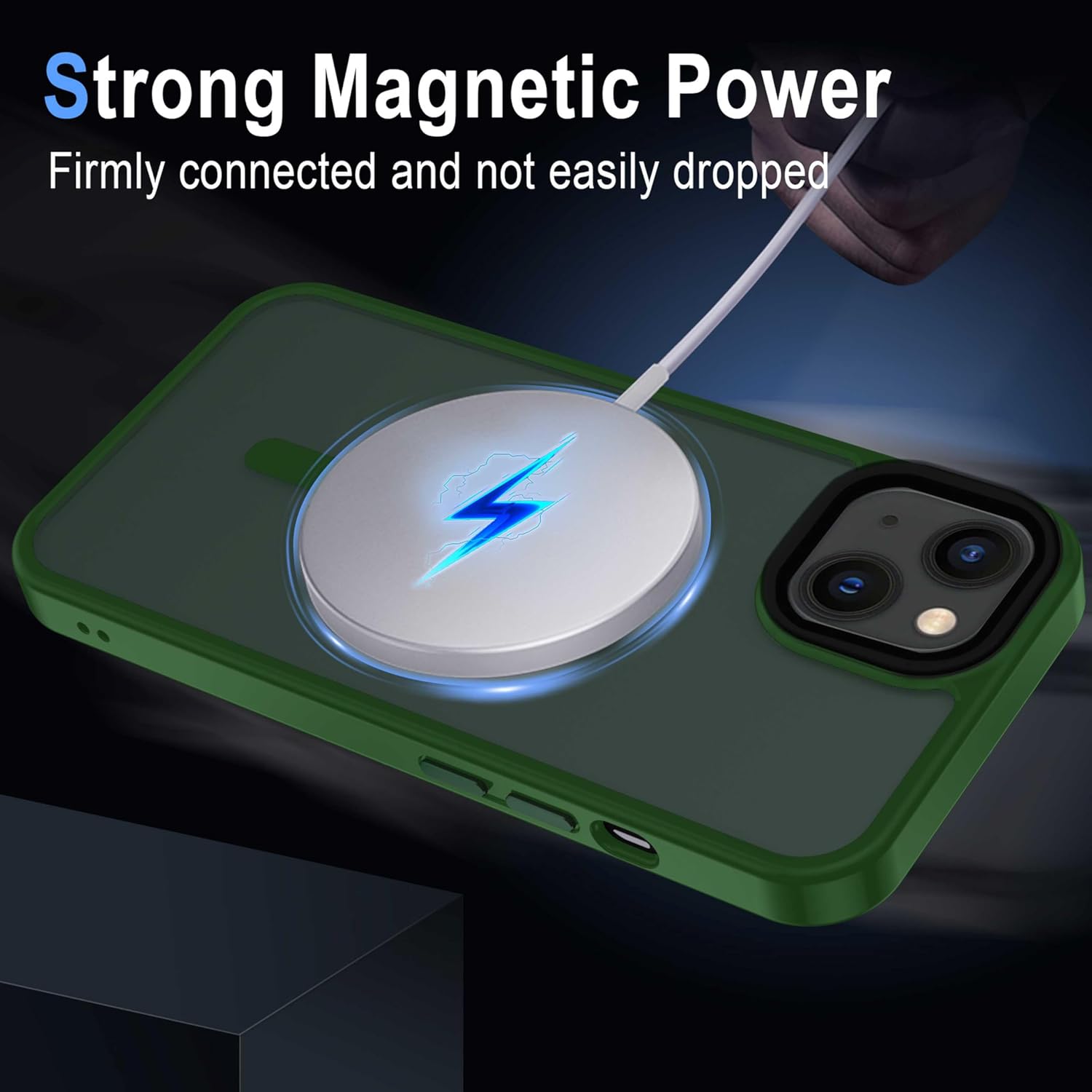 Detalle de XTCASE Coque iPhone 13 Magnétique – Transparent Vert Foncé, MagSafe compatible