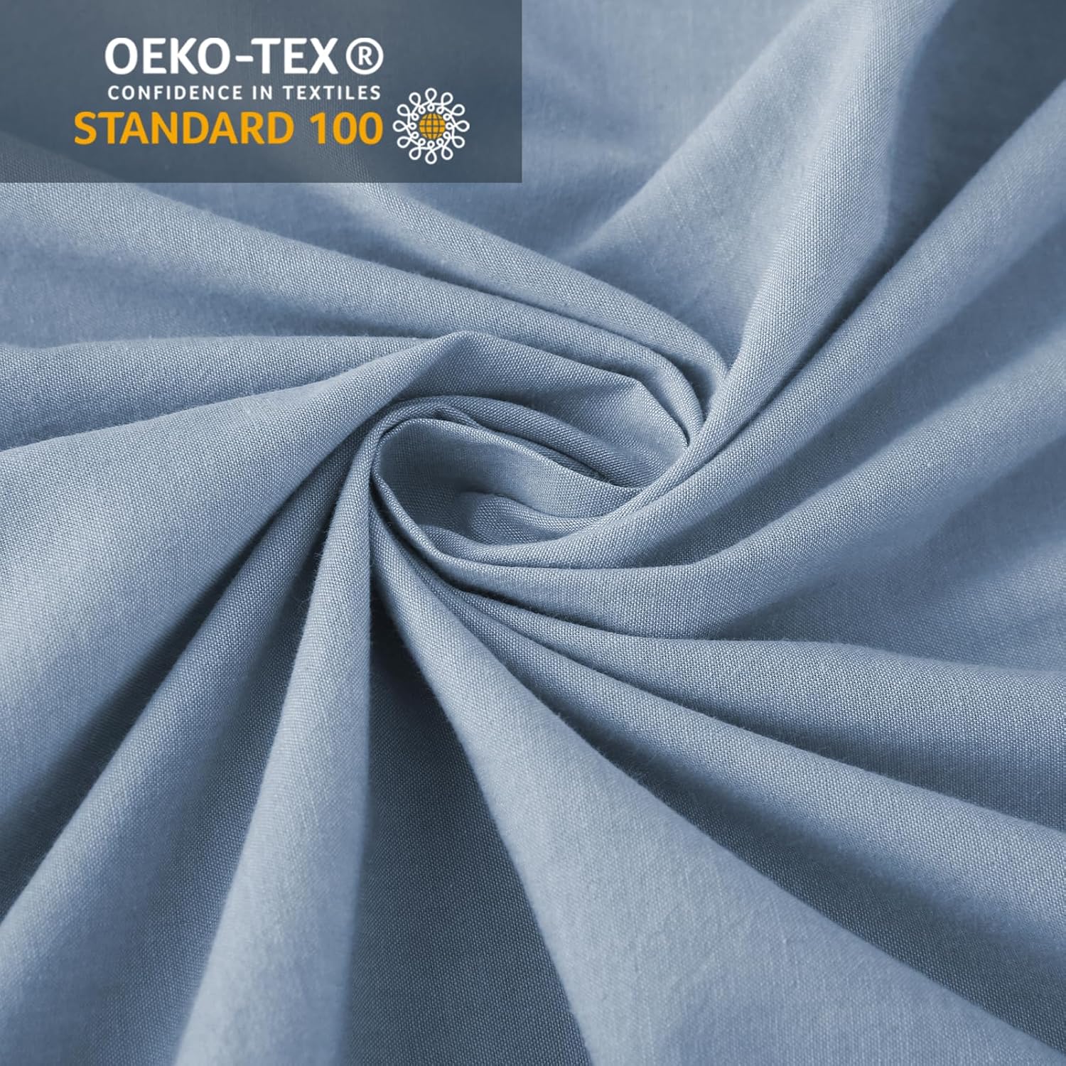 Detalle 2 de SOULFUL Spannbettlaken 120x200 cm – 100% gewaschene Baumwolle, Öko-Tex 100, Leinenoptik